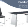 Table and chair set.63"x31.5x30" Black Marble-Patterned Slabs Tabletop with Stainless Steel Butterfly Legs.Paried with 6 Black high-quality PU chairs with silver metal legs.