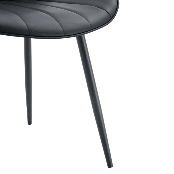 6cb0401b24e542eeb6e08a403a19ab9b_91251074a2409576632cf6b434748f73 Extended Seat Cushion PU Black Dining Chair Set - Four Pieces,Ergonomic Design.Smooth line design,Integral metal leg structure,Can integrate well into various modern home decoration styles.