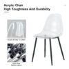 Modern minimalist transparent dining chair, plastic chair, armless crystal chair, Nordic creative makeup stool, negotiation chair, set of 4 pieces, black metal legs,TW-1200