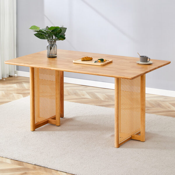 6cc90258a8094cd6966ef27d29e116f7_14d54ac03f89c9bf5f1708f6eb1acfdc Chinese country retro solid wood dining table, simple modern imitation rattan dining table, wooden dining table.Suitable for dining room, living room, office.Natural Style Solid Wood Dining Table.