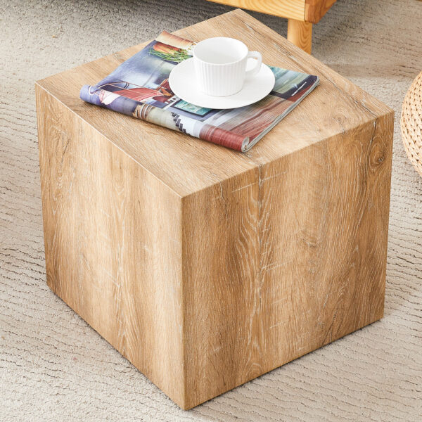 6d34f6ad80fb4f4a985dbee122cc1ba5_30c05f9c4f3dea7193231f77dc1283de Elevate your living space with this square modern MDF coffee table that showcases smooth, light wood color texture patterns. It is characterized by stylish design.15.7*15.7*15.7