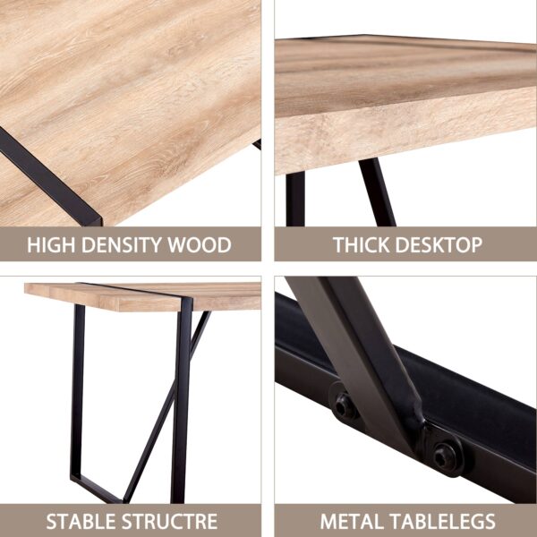 Rustic Industrial Rectangular Wood Dining Table For 4-6 Person, With 1.5" Thick Engineered Wood color Tabletop and Black Metal Legs,Desk For Kitchen Dining Living Room, 55.1" x 31.4"x 29.9"1529W115172