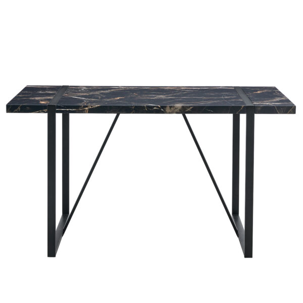 6d5571fc936347e19dc7d5a90b9d34c0_c51a3eca9a66a26bf5ca523303610bac Industrial rectangular MDF black dining table for 4-6 people with 1.5 inch thick MDF top and black metal legs for work desk, kitchen, terrace, dining room.55*31.4