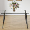 Modern rectangular glass dining table, suitable for 4-6 people, equipped with tempered glass tabletop and black metal legs, writing desk, suitable for kitchen, dining room, and living room.W1151S00805