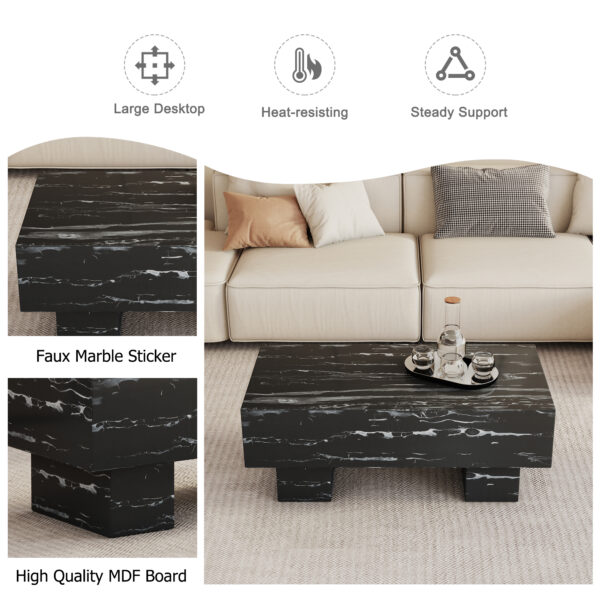 6d8a973ce1af475d8b83d66dcb70dae7_20240123_952641000b7287e12f486501e25ae9ec The black coffee table has patterns. Modern rectangular table, suitable for living rooms and apartments. 43.3"*21.6"*17.2"