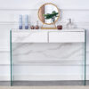 White environmental protection MDF minimalist dresser, desk, desktop computer desk, with double drawer storage space, simple home, perfect for various styles of home environment.