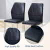 Luxury Simple Chair - Set of 6 BLACK PU Material High Resilience Dining Chair with Metal Silver Leg.The Chair Back Has a Vertical Stripe Design With Smooth And Uniform Lines.