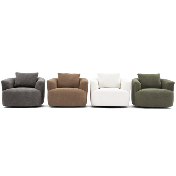 360° Swivel Chair, 38.2" Accent Chair Sofa, Upholstered Swivel Barrel Sofa Chair with a Throw Pillow for Living Room, Bedroom, Office and Hotel, Grey
