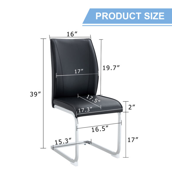 6e3c71f833e948b7811c870121bcd4cb_e7484dfa3df3d842295adef048b00d2c Luxury Simple Arch Chair - Set of 4 Black PU Material High Resilience Dining Chair with Arched Metal Silver Leg.