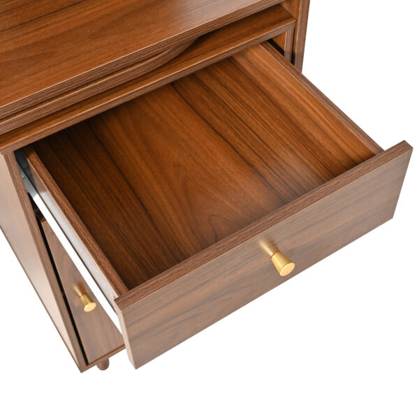 Computer Desk with 90 Degree Rotating Desktop, 43x70 Inch Office Desk with Storage Drawer and Cabinets, Gaming Desk with Shelves, Writing Desk for Study, Work Desk for Home Office Bedroom Living Room