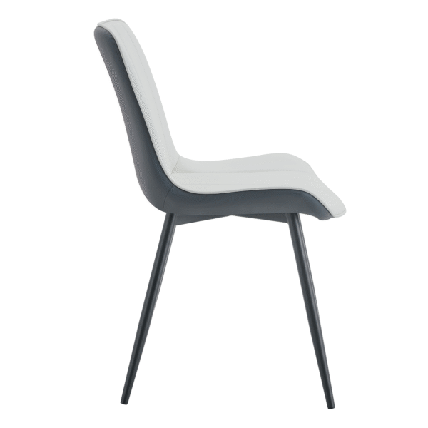 6e5a84d78ade44f3bb75290b4f401c7d_9139aaf3ae48da38d190b2836c63a13b Extended Seat Cushion PU Dining Chair Set - Four Pieces.Smooth line design.Can integrate well into various modern home decoration styles.White and Dark Gray Splicing Colors.