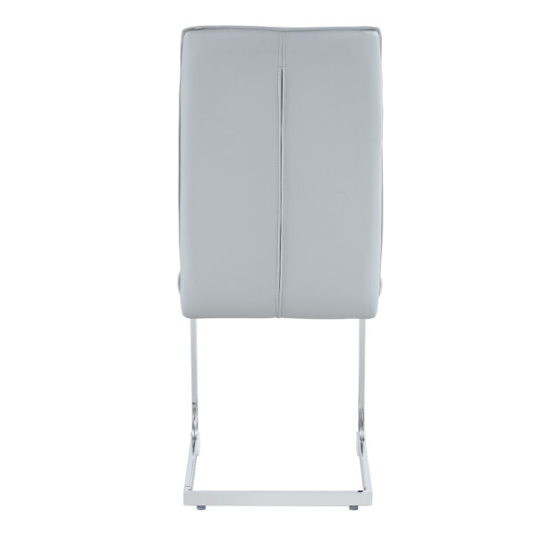 6e9d1c0b39e14208858c3d3a2195f2bb_73a28c776e54f42d67ddc22658689013 Luxury Simple Arch Chair - Set of 6 Light Gray PU Material High Resilience Dining Chair with Arched Metal Silver Leg.