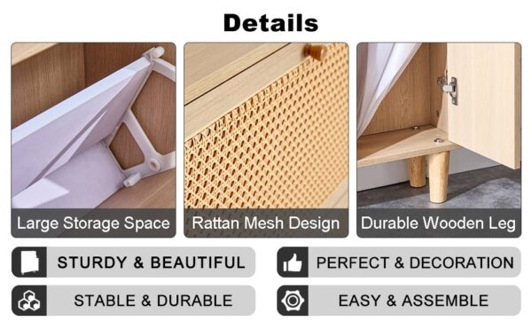 Modern minimalist storage cabinet, Japanese rattan shoe cabinet, bed top cabinet, small home furniture. Suitable for corridors and living rooms.    W115170127