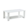 A modern and practical white coffee table and coffee table. The double layered coffee table is made of MDF material,. Suitable for living room, bedroom, and study.43.3"*21.6"*16.5" CT-16