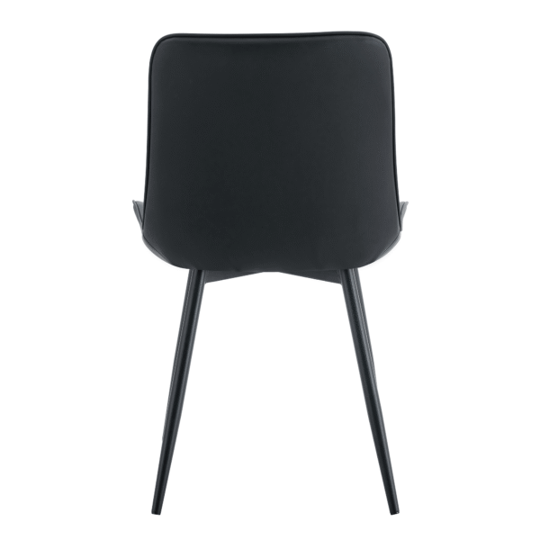 6f1eab7799544521a1e3af0c9ffcb83e_17b54d3d73707b49ecd1ae6462df6ea8 Extended Seat Cushion PU Black Dining Chair Set - Four Pieces,Ergonomic Design.Smooth line design,Integral metal leg structure,Can integrate well into various modern home decoration styles.