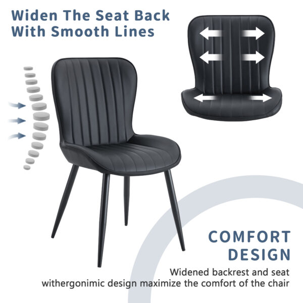 6f2966924e5248afb505e61a6aee96c3_9096d73e4e4d7335766784f6ed1bf439 Table and chair set.A Modern Minimalist Circular Dining Table With A Diameter Of 33.3 Inches.Paired With 4 Black Minimalist Ergonomic PU Dining Chairs With Extended And Curved Seat Cushions.