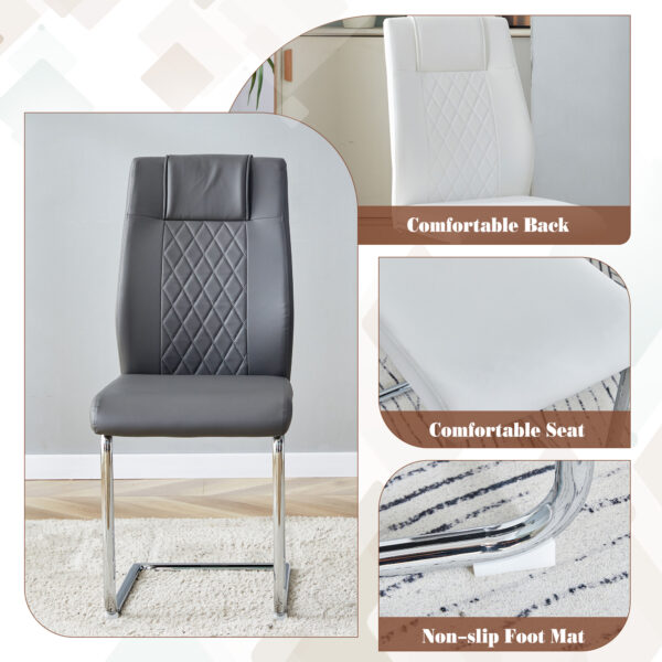 6f308bef57ab4e9b81300d78cf1c6dd3_1e6a1459cf9ce056f14cd981fe057984 Table and chair set.63*31.4 Inch Pandora Patterned Sintered Stone Dining Table Set - 4 Dark Gray Chairs With Silver Metal Legs.Modern Light Luxury.Perfect For Dinner Room,Meeting Room,Kitchen,etc.