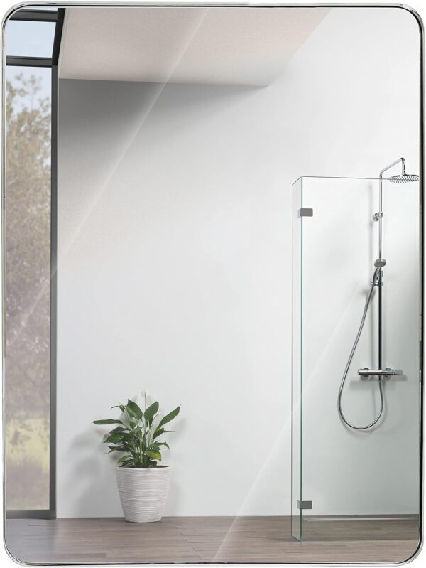 30x40 Inch Silver Metal Framed Rectangular Rectangular Bathrrom Mirror for Wall.(W2203134526)