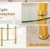 Contemporary Minimalist Double Layer Tempered Glass Coffee Table - 27.5" Top and 23.6" Bottom.Reinforced Glass Tabletop,Stainless Steel Gold Plated Legs.
