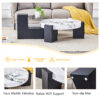 Modern Simple Double-Layer Round Coffee Table - Transparent Gray Glass Top with Black MDF L-Shaped Legs.The detachable design can make the use of space more flexible.