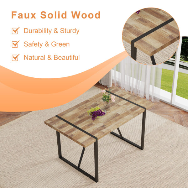 6f737affff3c45499ca2d3cf5bb01865_3198af4308ffd5eef3b162f6817161be A minimalist retro rectangular dining table with a specially textured top and black metal legs.Contemporary Minimalist MDF Wood Color Textured Tabletop.Able To Give People A Visual Beauty With Rules.
