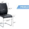 Luxury Simple Arch Chair - Set of 6 Black PU Material High Resilience Dining Chair with Arched Metal Silver Leg.