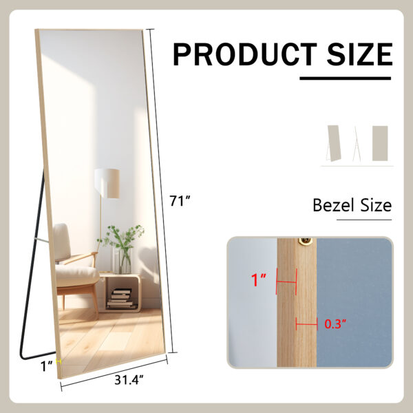 6fcb5715c6434bab8e4a2005d7252e4e_20240317_7e21f613344305e5d46e5b9acde22899 Fourth generation solid wood frame long mirror, dressing mirror, bedroom foyer, decorative mirror, clothing store, floor to ceiling mirror, wall mounted. 71 "* 31.4"