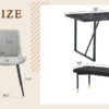 Table and chair set.Modern Black Marble Pattern MDF Dining Table Set - 55"x31.4" with 4 Extended Seat Cushion PU Dining Chairs and 1 Bench,A Choice of Subtle Luxury for Modern Homes.