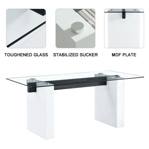 701923df0e1e4f46b4405039c9f1d3ef_230e8ab406f5eedc69c6c53d043378b3 Large modern rectangular table with 0.4 inch patterned tabletop and large MDF table legs, suitable for kitchen, dining room, and living room 71 "* 35.4" * 30 "