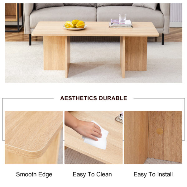 A modern and practical wood colored coffee table. The coffee table is made of medium density fiberboard material and is suitable for living rooms, bedrooms, and study rooms. CT-2O