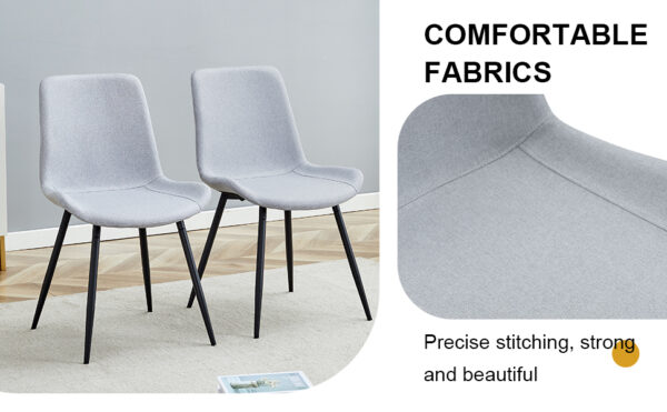 7046a4bf917f4d69b35f32b715113431_f12f5d15a5960d075c082feeb351b463 Comfortable Linen-Cotton Dining Chair Set - Six Pieces in Light Gray.Integrated Seat and Backrest,Linen-Cotton Material,Curved Widened Cushion Design For More Comfort.
