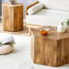 Modern Minimalist Set of Two Hexagonal Wood-Grain MDF Coffee Tables.Modern MDF coffee table, with complex texture patterns, style and texture coffee table to redefine your interior decoration.
