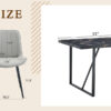 Table and chair set.Modern Black Marble Pattern MDF Dining Table Set-55"x31.4" with 4 Extended Seat Cushion PU Dining Chairs.Light Gray Cushion.Iron Pipe Spraying Chair Legs.