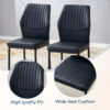 Luxury Simple Chair - Set of 6 BLACK PU Material High Resilience Dining Chair with Metal Black Leg.The Chair Back Has a Vertical Stripe Design With Smooth And Uniform Lines.