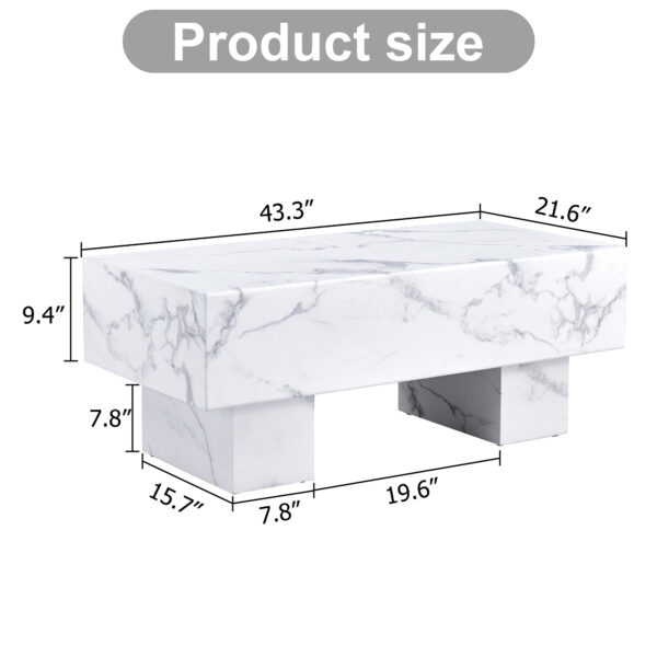 70653d5f25f24c06a72b27a4aa8bd8d5_20240123_404cc6dfbdd41790ee5dcdf3ca2a7bac Modern Simple White Marble Texture MDF Coffee Table - 43.3"x21.6"x17.2" Practical Model.Making it an ideal addition to any living room or apartment.W1151134962