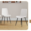 Table and chair set. Modern minimalist grey marble textured MDF dining table with metal frame. Comes with chairs with 4 PU cushions and black metal legs.