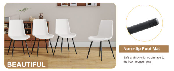 7068453f073844e9b19f83c06718627f_ef6b5e2538350d61c1eaa9e0d4bb4839 Table and chair set. Modern minimalist grey marble textured MDF dining table with metal frame. Comes with chairs with 4 PU cushions and black metal legs.