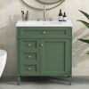 30'' Bathroom Vanity with Top Sink, Modern Bathroom Storage Cabinet with 2 Drawers and a Tip-out Drawer, Single Sink Bathroom Vanity