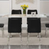 Table and chair set.63*31.4 Inch Pandora Patterned Sintered Stone Dining Table Set - 6 Shell Textured Black Chairs, Modern Light Luxury.Perfect For Dinner Room,Meeting Room,Kitchen,etc.