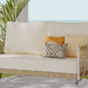 TREXM 1-Piece Woven Rope Outdoor Swing Sofa with Soft Cushions Seating 2 for Patio, Courtyard and Balcony (Beige)