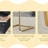 A modern minimalist style round transparent tempered glass table with gold metal legs, paired with 4 modern PU leather high-back dining chairs, bring a luxurious experience.