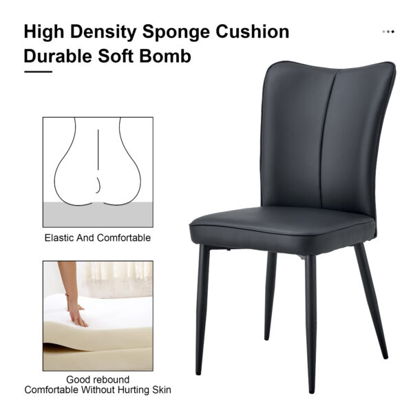 7096e791d6ed41e092798bede25a0ea5_20231018_90b154ef5edbd1d7ec10120390a3abdd Modern Black PU Chair Set - Two Pieces, The backrest has a vertical and smooth line design.Black Metal Leg.Suitable for placement in kitchen, living rooms, and other venues.W1151116750