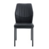 Luxury Simple Chair - Set of 6 BLACK PU Material High Resilience Dining Chair with Metal Black Leg.The Chair Back Has a Vertical Stripe Design With Smooth And Uniform Lines.