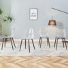 Modern minimalist transparent dining chair, plastic chair, armless crystal chair, Nordic creative makeup stool, negotiation chair, set of 4 pieces, black metal legs,TW-1200