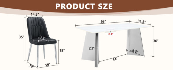 70d409d5295b46b2a700da0efb0b0c48_b86560fe5353cd045fb8d3d8fad78980 Table and chair set.63"x31.5x30" Luxurious Snow Mountain Patterned Sintered Stone Table with Silver Metal Butterfly Legs.Paired With 4 Black Chairs With Silver Metal Legs.Modern Light Luxury.