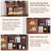 Computer Desk with 90 Degree Rotating Desktop, 43x70 Inch Office Desk with Storage Drawer and Cabinets, Gaming Desk with Shelves, Writing Desk for Study, Work Desk for Home Office Bedroom Living Room