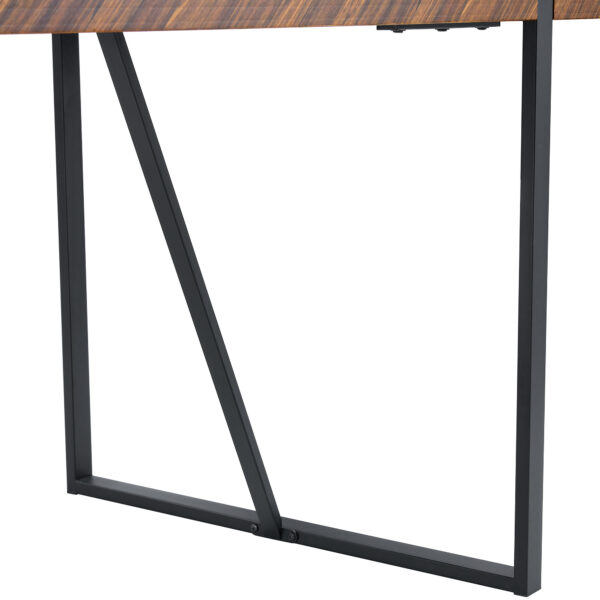 713bca0c885d44e08dbc5d310b7d122f_0a0688ddefb380bee8eb5b26e89d8317 A minimalist retro rectangular dining table with a specially textured top and black metal legs.Contemporary Minimalist MDF Dark Wood Textured Tabletop.Able To Give People A Visual Beauty With Rules.