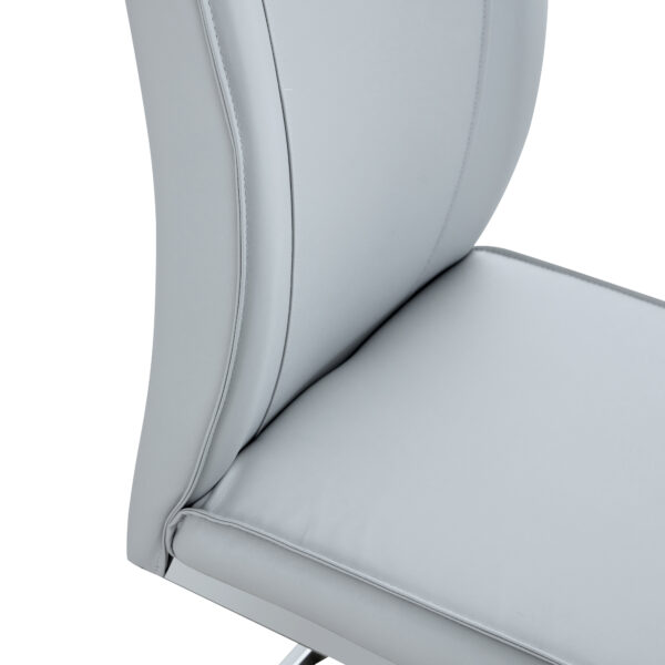 7144b3e56dc24907966c2c3ace1240c6_356873ca5a820b44b72f84b5d9a6e089 Luxury Simple Arch Chair - Set of 6 Light Gray PU Material High Resilience Dining Chair with Arched Metal Silver Leg.