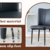 Table and chair set.Modern Black Marble Pattern MDF Dining Set - 55"x31.4"with 4 Black PU chairs with a vertical stripe design on the backrest and black metal legs.Suitable for kitchen,Dining room,etc
