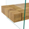 43.3 Inch Modern Two-Tier Coffee Table - Clear Tempered Glass and Natural Wood Grain, Multifunctional Storage Design.The bottom tier includes a drawer.Can be used as a coffee table,side table,etc.